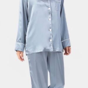 Crescent Women's Satin Pajama Set in Soft Blue